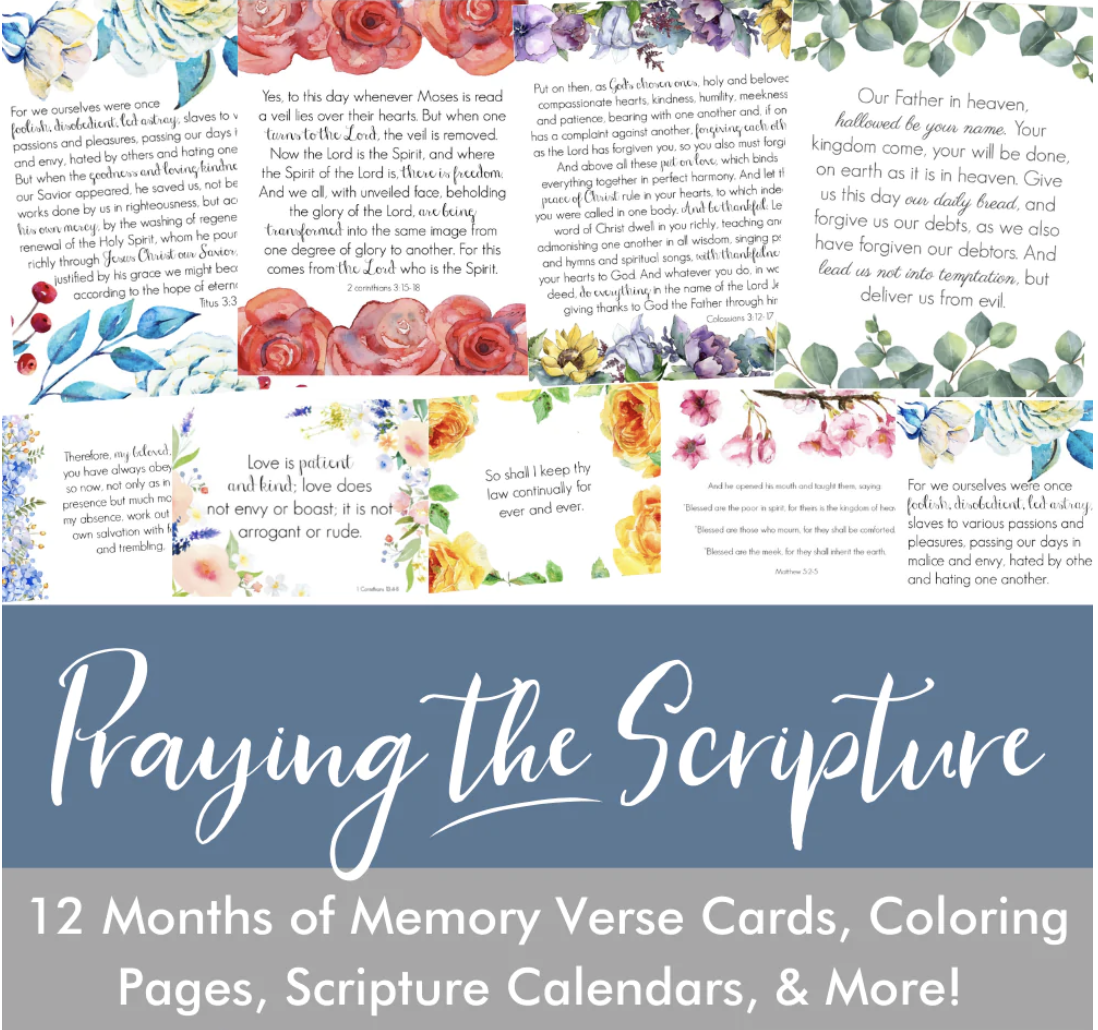 Praying the Scripture with 12 months of Scripture printable