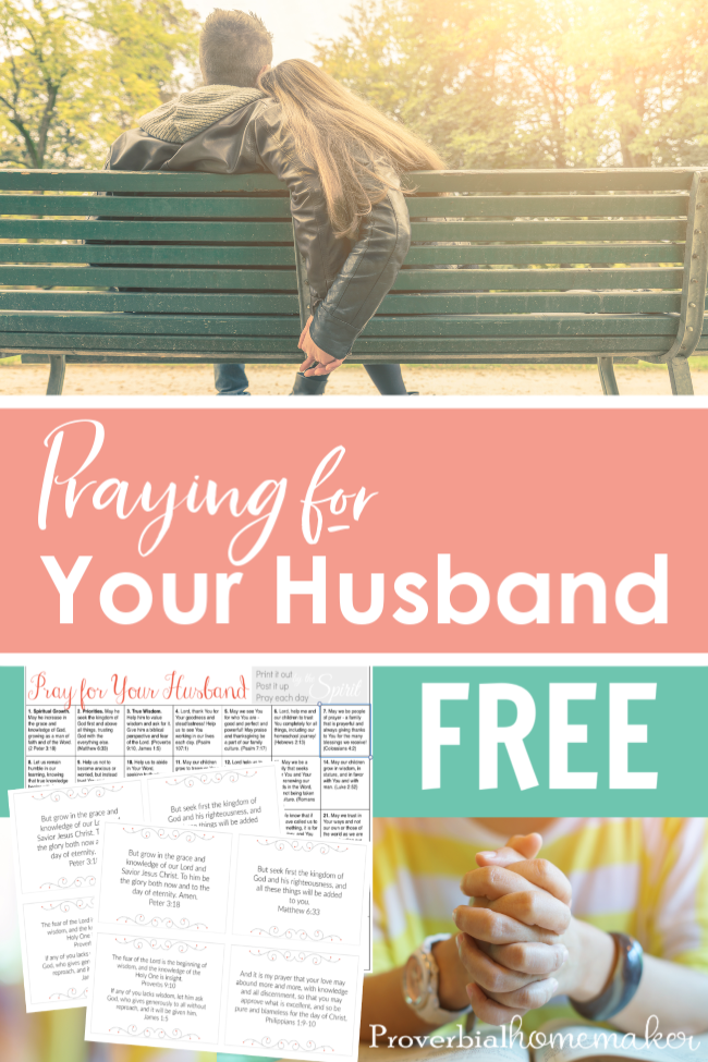 Praying for Your Husband (Printable Calendar & Cards) Proverbial