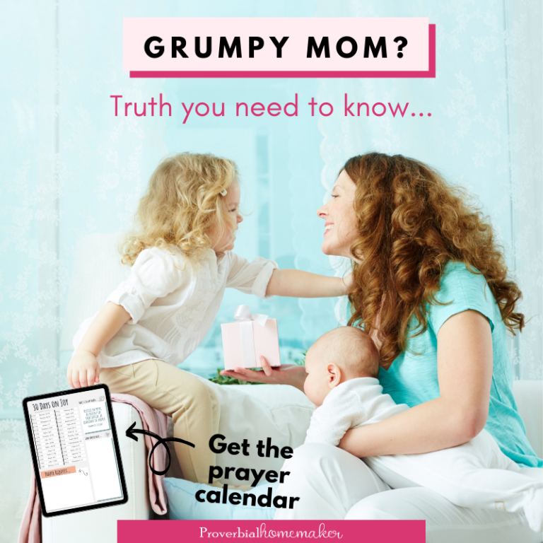 Are you struggling to be a joyful mom? Do you feel like the grumpy mom instead? We need the joy of the Lord! Here are some important truths and encouragement you need to know, as well as a Scripture and prayer printable to help you pray for joy!