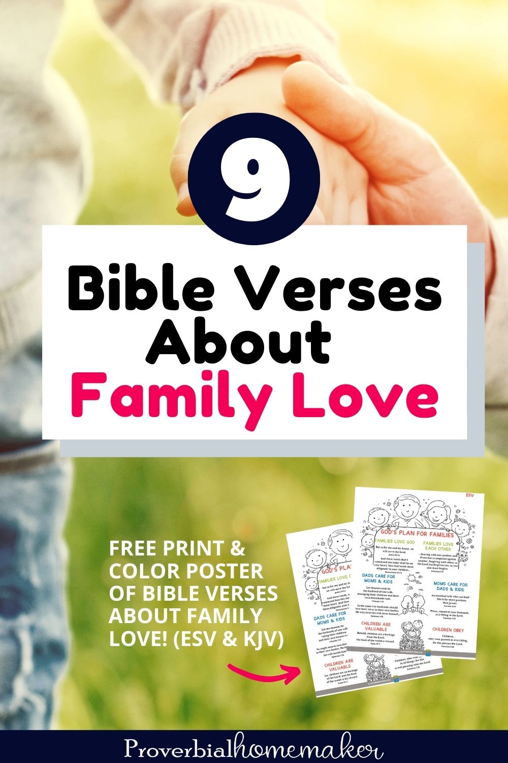 Bible verses about family love with a free coloring poster of Scripture verses in KJV and ESV