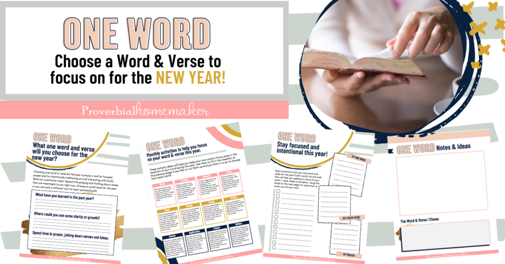 printable pack for one word of the year