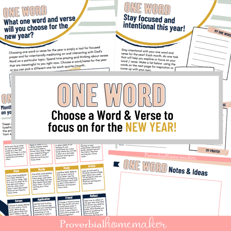 printable pack for one verse or one word of the year