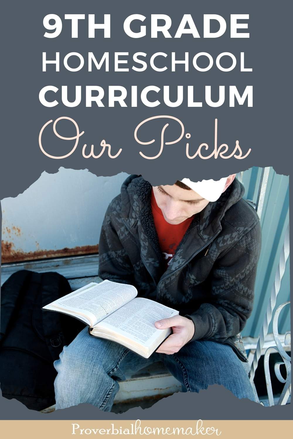 Student using Bible and 9th grade homeschool curriculum