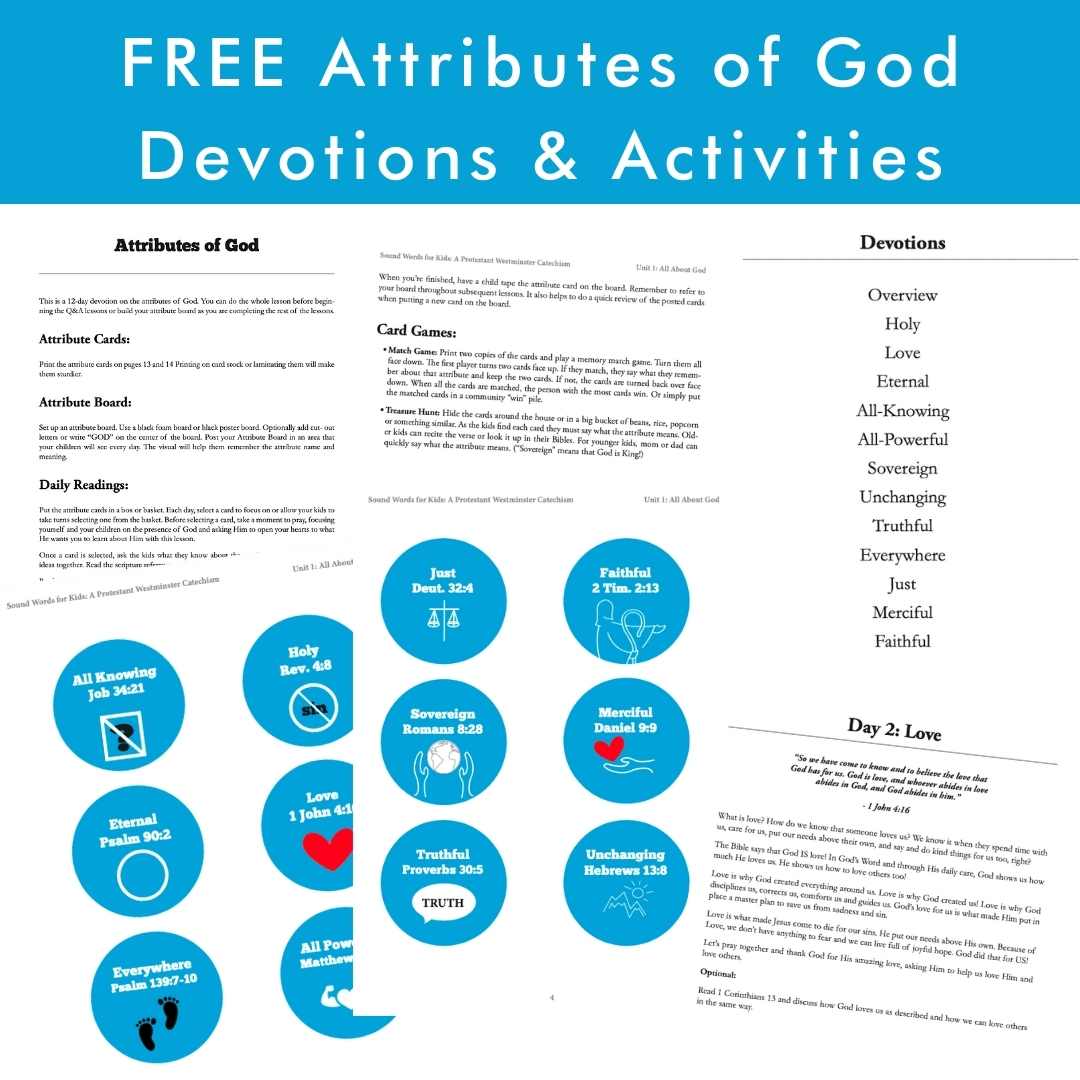 Free attributes of God devotions and activities from the Sound Words for Kids Lessons in Theology curriculum, Unit 1: All About God