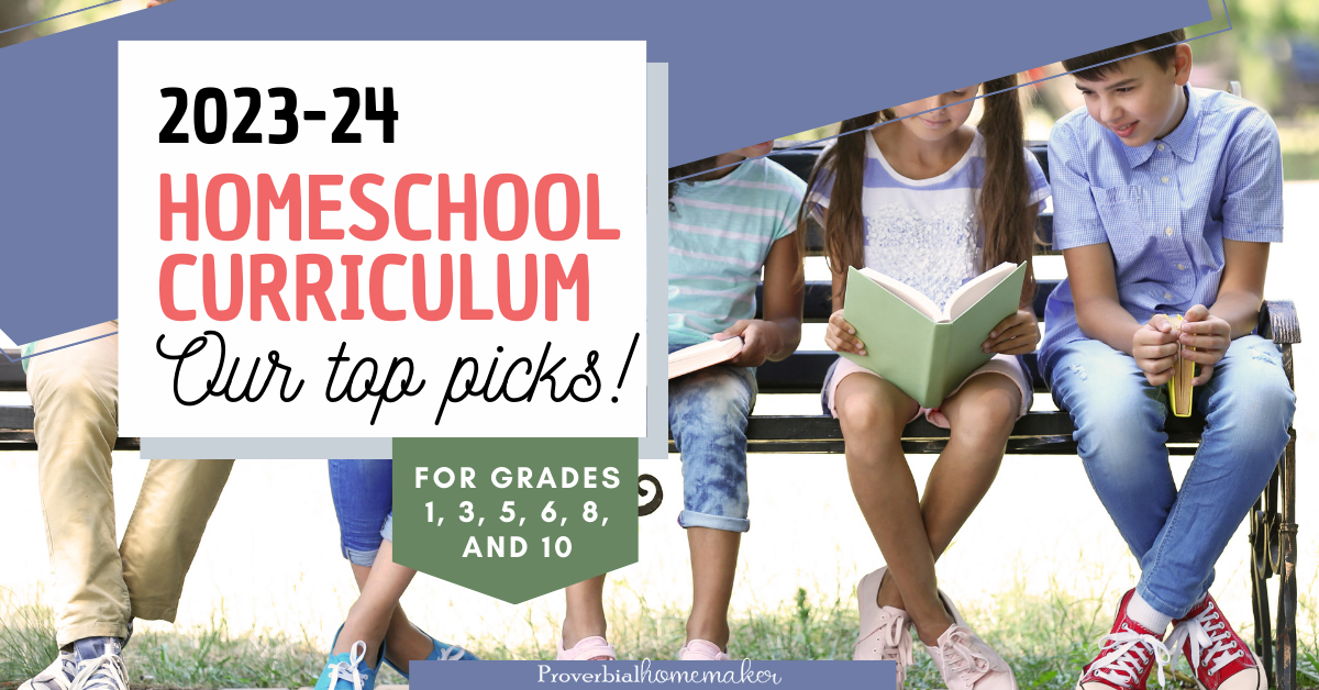 Our 2023-24 Homeschool Curriculum Picks (for six children grades 1-10)