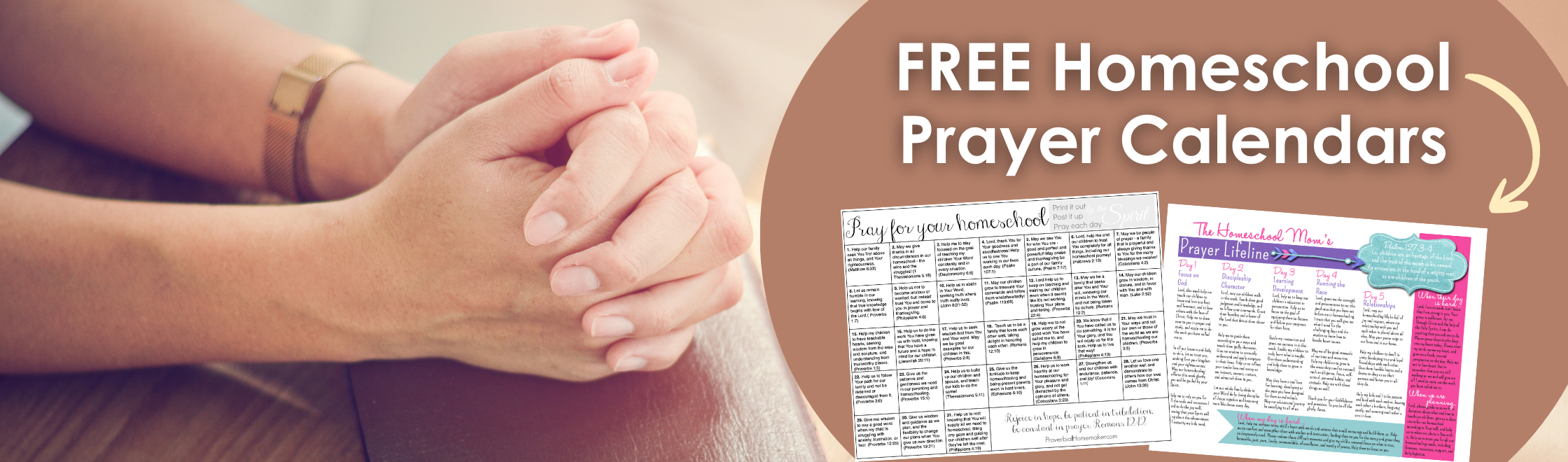 Free homeschool prayer calendars